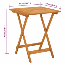 vidaXL Solid Acacia Wood Folding Garden Table 60 cm Wooden Dining Side Table - Additional view 6