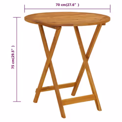 vidaXL Solid Acacia Wood Folding Garden Table 70 cm Wooden Dining Side Table - Additional view 6
