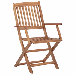 vidaXL 2x Solid Acacia Wood Folding Outdoor Chairs Wooden Garden Dining Seat