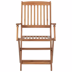 vidaXL 2x Solid Acacia Wood Folding Outdoor Chairs Wooden Garden Dining Seat