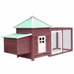 vidaXL Solid Firwood Chicken Coop with Nest Box Mocha Hen House Hutch Cage
