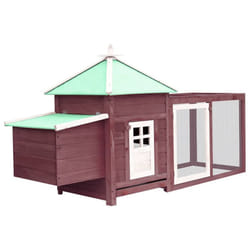 vidaXL Solid Firwood Chicken Coop with Nest Box Mocha Hen House Hutch Cage