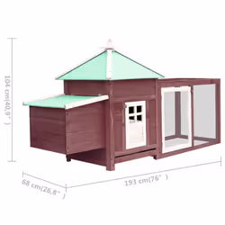 vidaXL Solid Firwood Chicken Coop with Nest Box Mocha Hen House Hutch Cage - Additional view 5