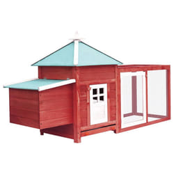 vidaXL Solid Firwood Chicken Coop with Nest Box Red Wooden Hen House Hutch