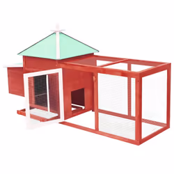 vidaXL Solid Firwood Chicken Coop with Nest Box Red Wooden Hen House Hutch