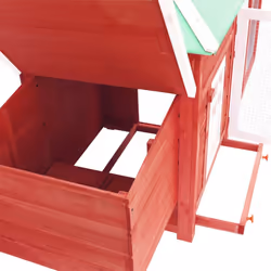 vidaXL Solid Firwood Chicken Coop with Nest Box Red Wooden Hen House Hutch