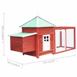 vidaXL Solid Firwood Chicken Coop with Nest Box Red Wooden Hen House Hutch - Additional view 4