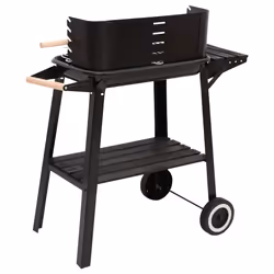 vidaXL Charcoal BBQ Grill Charcoal Grill with Wheels BBQ Smoker Black Steel - Additional view 4