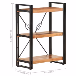 vidaXL Solid Acacia Wood 3-Tier Bookcase 60x30x80 cm Book Cabinet Bookshelf