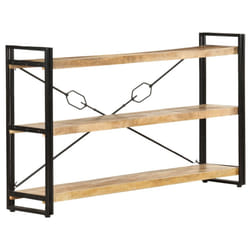 vidaXL Bookcase Bookshelf Wooden Storage Rack Shelf Solid Wood Mango and Iron - solid mango wood, 140 x 30 x 80 cm