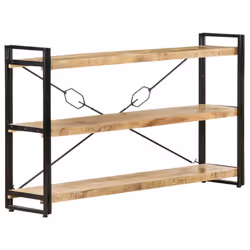 vidaXL Bookcase Bookshelf Wooden Storage Rack Shelf Solid Wood Mango and Iron - solid mango wood, 140 x 30 x 80 cm - Additional view 4