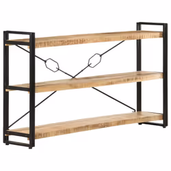 vidaXL Bookcase Bookshelf Wooden Storage Rack Shelf Solid Wood Mango and Iron - solid mango wood, 140 x 30 x 80 cm - Additional view 5