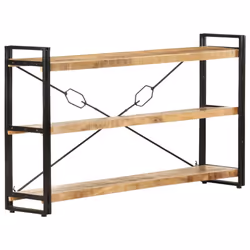 vidaXL Bookcase Bookshelf Wooden Storage Rack Shelf Solid Wood Mango and Iron - solid mango wood, 140 x 30 x 80 cm - Additional view 6