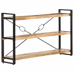 vidaXL Bookcase Bookshelf Wooden Storage Rack Shelf Solid Wood Mango and Iron - solid mango wood, 140 x 30 x 80 cm - Additional view 7