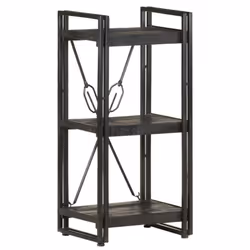 vidaXL Solid Mango Wood 3-Tier Bookcase Black 40x30x80 cm Book Rack Bookshelf