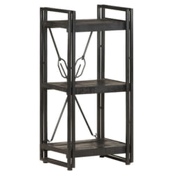 vidaXL Solid Mango Wood 3-Tier Bookcase Black 40x30x80 cm Book Rack Bookshelf