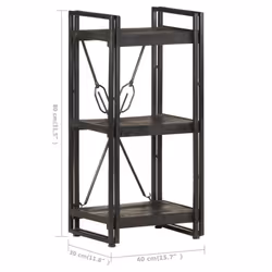 vidaXL Solid Mango Wood 3-Tier Bookcase Black 40x30x80 cm Book Rack Bookshelf