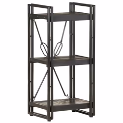 vidaXL Solid Mango Wood 3-Tier Bookcase Black 40x30x80 cm Book Rack Bookshelf - Additional view 4