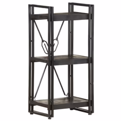 vidaXL Solid Mango Wood 3-Tier Bookcase Black 40x30x80 cm Book Rack Bookshelf - Additional view 5