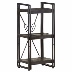 vidaXL Solid Mango Wood 3-Tier Bookcase Black 40x30x80 cm Book Rack Bookshelf - Additional view 6