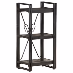 vidaXL Solid Mango Wood 3-Tier Bookcase Black 40x30x80 cm Book Rack Bookshelf - Additional view 7