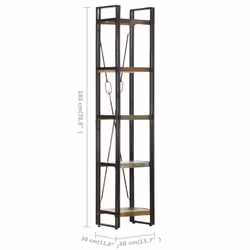 vidaXL 5-Tier Bookcase 40x30x180 cm Solid Reclaimed Wood Book Rack Bookshelf