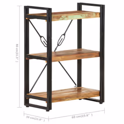vidaXL 3-Tier Bookcase 60x30x80 cm Solid Reclaimed Wood Book Rack Bookshelf