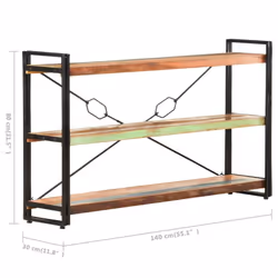 vidaXL 3-Tier Bookcase 140x30x80 cm Solid Reclaimed Wood Book Rack Bookshelf