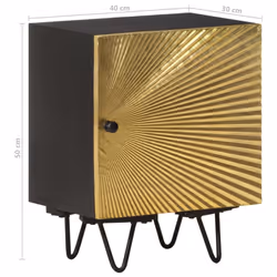 vidaXL Bedside Cabinet Side Table with Brass Front Bedstand Solid Mango Wood - Additional view 10