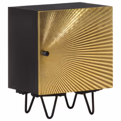 vidaXL Bedside Cabinet Side Table with Brass Front Bedstand Solid Mango Wood - Additional view 11