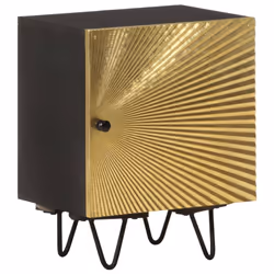 vidaXL Bedside Cabinet Side Table with Brass Front Bedstand Solid Mango Wood