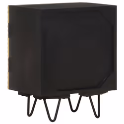 vidaXL Bedside Cabinet Side Table with Brass Front Bedstand Solid Mango Wood - Additional view 4