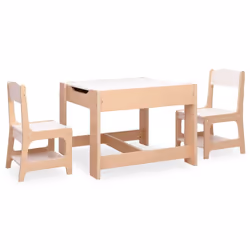 vidaXL Children's Table with 3 Chairs White MDF Kids Baby Furnitures Sets