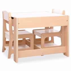 vidaXL Children's Table with 3 Chairs White MDF Kids Baby Furnitures Sets