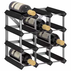 vidaXL Solid Pine Wood Wine Rack for 12 Bottles Black Storage Bottle Holder