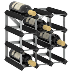 vidaXL Solid Pine Wood Wine Rack for 12 Bottles Black Storage Bottle Holder