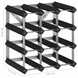 vidaXL Solid Pine Wood Wine Rack for 12 Bottles Black Storage Bottle Holder - Additional view 4