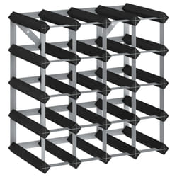 vidaXL Solid Pine Wood Wine Rack for 20 Bottles Black Storage Bottle Holder