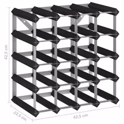 vidaXL Solid Pine Wood Wine Rack for 20 Bottles Black Storage Bottle Holder