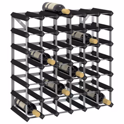 vidaXL Solid Pine Wood Wine Rack for 42 Bottles Black Storage Bottle Holder