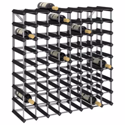 vidaXL Solid Pine Wood Wine Rack for 72 Bottles Black Storage Bottle Holder