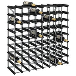 vidaXL Solid Pine Wood Wine Rack for 72 Bottles Black Storage Bottle Holder