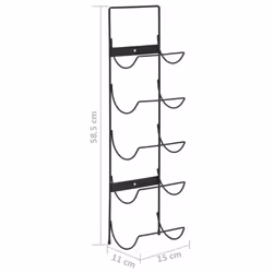 vidaXL Wall Mounted Wine Rack for 5 Bottles Black Iron Wall Mounted Cabinet - Additional view 6