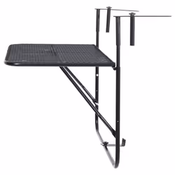 vidaXL Balcony Table Black Steel Folding Hanging Side Storage Rack Outdoor - Additional view 4