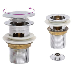 vidaXL Push Drain with Overflow Function Chrome Wash Basin Tap Pop-up Valve