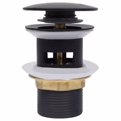 vidaXL Push Drain with Overflow Function Black Wash Basin Tap Pop-up Valve