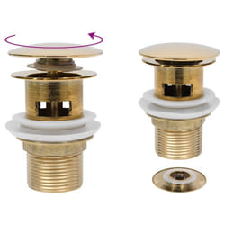 vidaXL Push Drain with Overflow Function Gold Wash Basin Tap Pop-up Valve