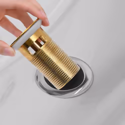 vidaXL Push Drain with Overflow Function Gold Wash Basin Tap Pop-up Valve - Additional view 6