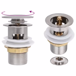 vidaXL Push Drain with Overflow Function Silver Wash Basin Tap Pop-up Valve