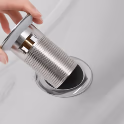 vidaXL Push Drain with Overflow Function Silver Wash Basin Tap Pop-up Valve